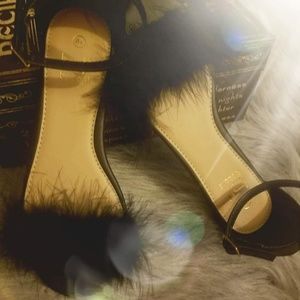New: Fur Sandals with Ankle Strap